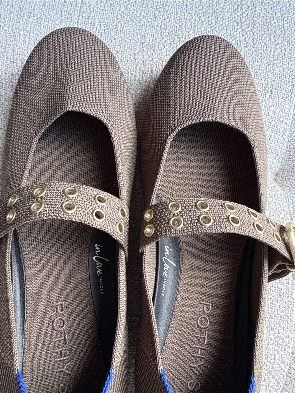 Rothy's Brown Mary Jane Flats with Gold Buckle - Picture 6 of 7